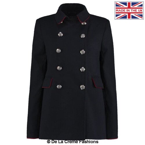 De La Creme - Women's Military Style Pea Coat__Navy / UK 20/EU 48/US 16