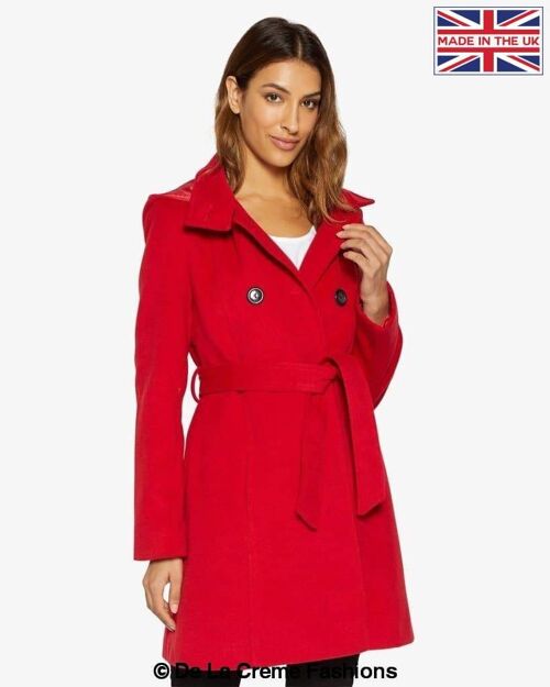 Stephanie Double Breasted Hooded Coat__Red / UK 20/EU 48/US 16