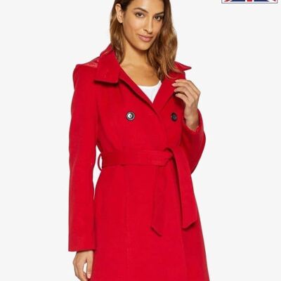 Stephanie Double Breasted Hooded Coat__Red / UK 20/EU 48/US 16