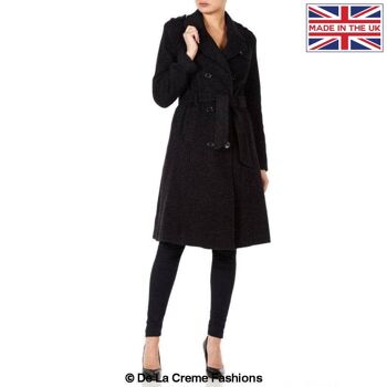 Manteau militaire à double boutonnage en mélange de laine mélangée pour femmes__Taupe / UK 26/EU 52/US 24 2