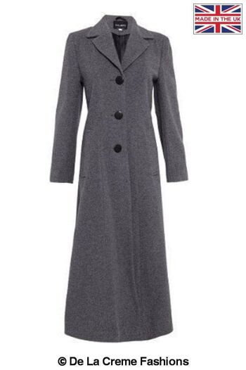 De La Creme - Manteau d'hiver long à boutonnage simple pour femmes__Gris / UK 26/EU 54/US 22 1