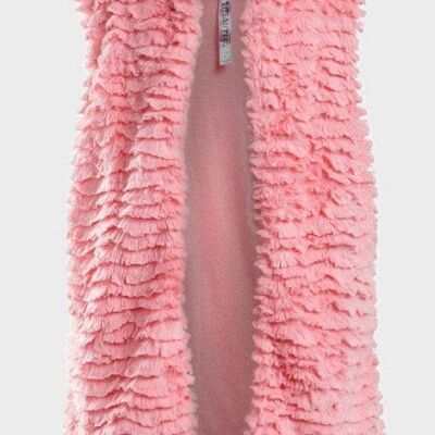 Beautees - Girls Super Soft Bodywarmer Faux Fur Pink Gilet__Coral Pink / XL - 13/Years