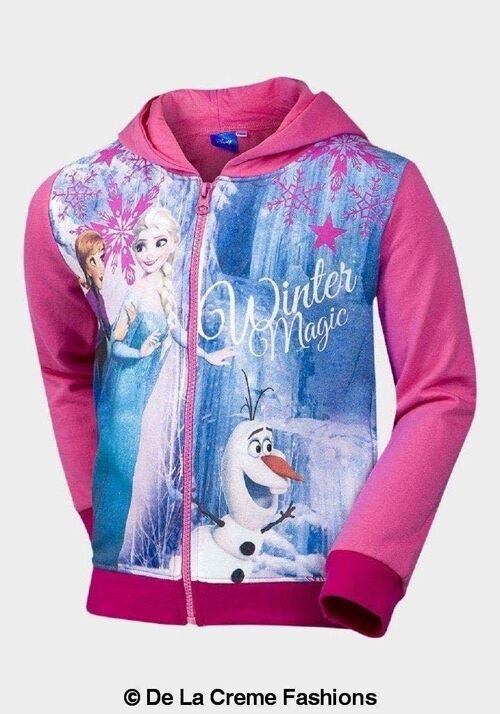 Disney Girls Frozen Hooded Long Sleeved Jacket__Pink / 7-8 Years