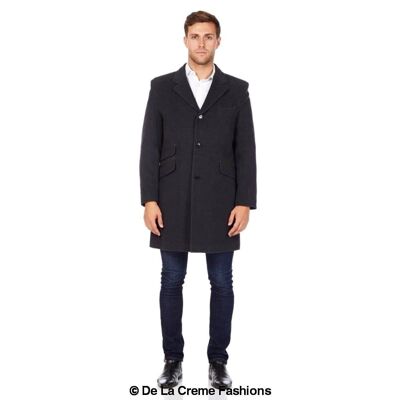 Mens Single Breasted Retro Mod Crombie Coat__Grey / 3XL