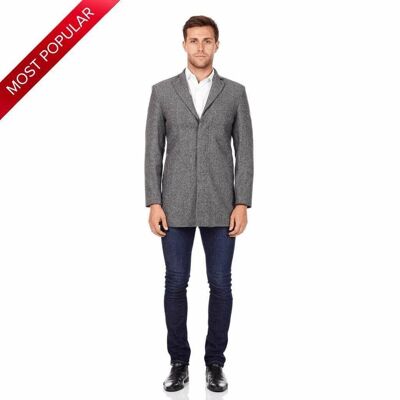 Cappotto invernale da uomo in misto lana __Tweed sale e pepe / 3XL