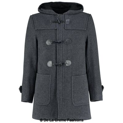 Herren Dufflecoat aus Wollmischung mit Kapuze__Dunkelgrau / 3XL