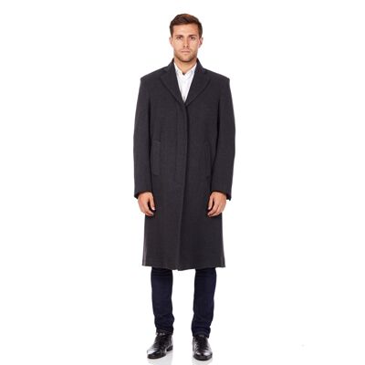 De La Creme MAN - Verdeckter langer Mantel aus Woll- und Kaschmirmischung__Grau / 5XL
