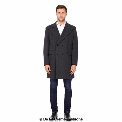 De La Creme MAN - Men's Wool Blend Double Breasted Overcoat__Grey / 3XL