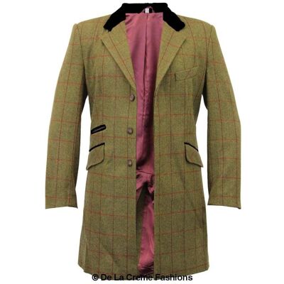 De La Creme MAN - Men's Check Design Crombie Coat__3XL / Olive