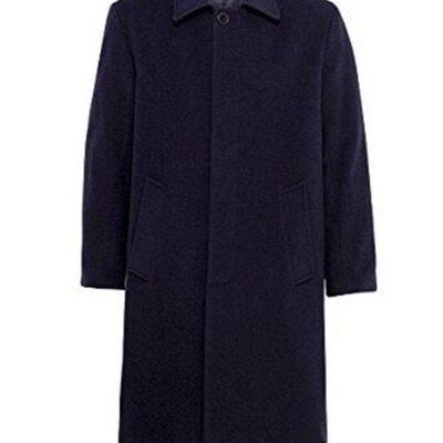 Abrigo formal largo de lana y cachemira para hombre__5XL / Azul marino