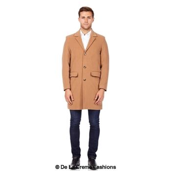 De La Creme MAN - Pardessus simple boutonnage en laine mélangée pour homme__Camel / 3XL 1