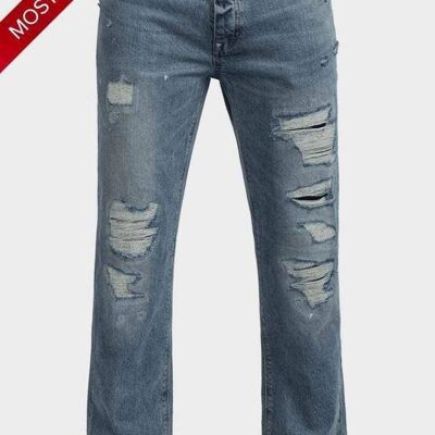 De La Creme MAN - Straight Leg Distressed Jeans__38R