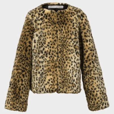 Minoti - Mädchen Leopard Print Faux Fur Langarm Jacke__Biscuit / 12/13 Jahre