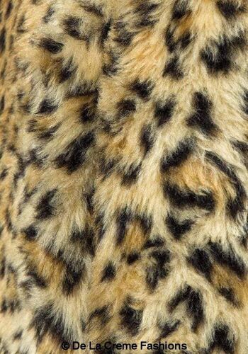 Minoti - Veste à manches longues en fausse fourrure à imprimé léopard pour fille__Biscuit / 12/13 ans 2
