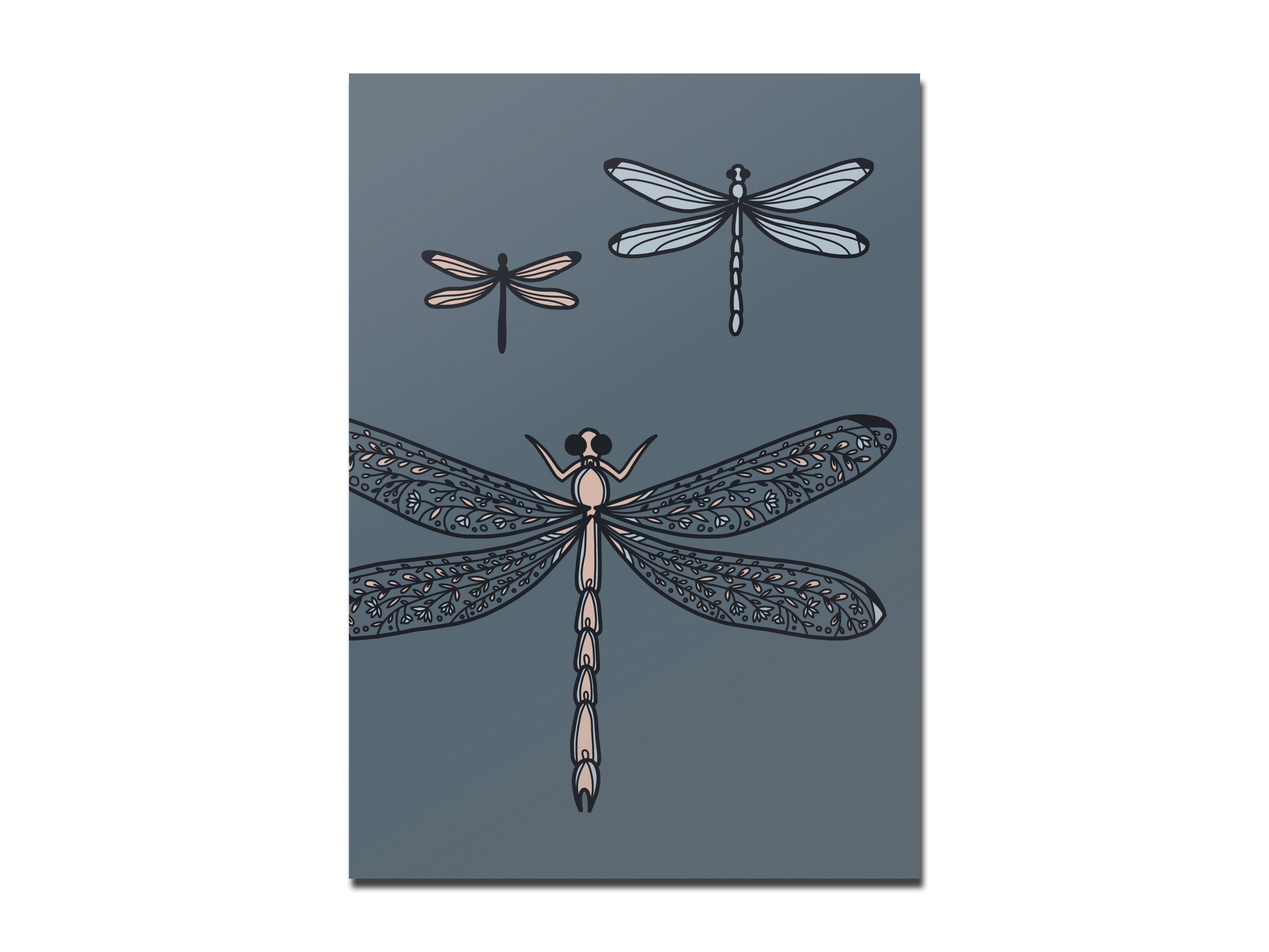 Cartolina libellula blu scuro