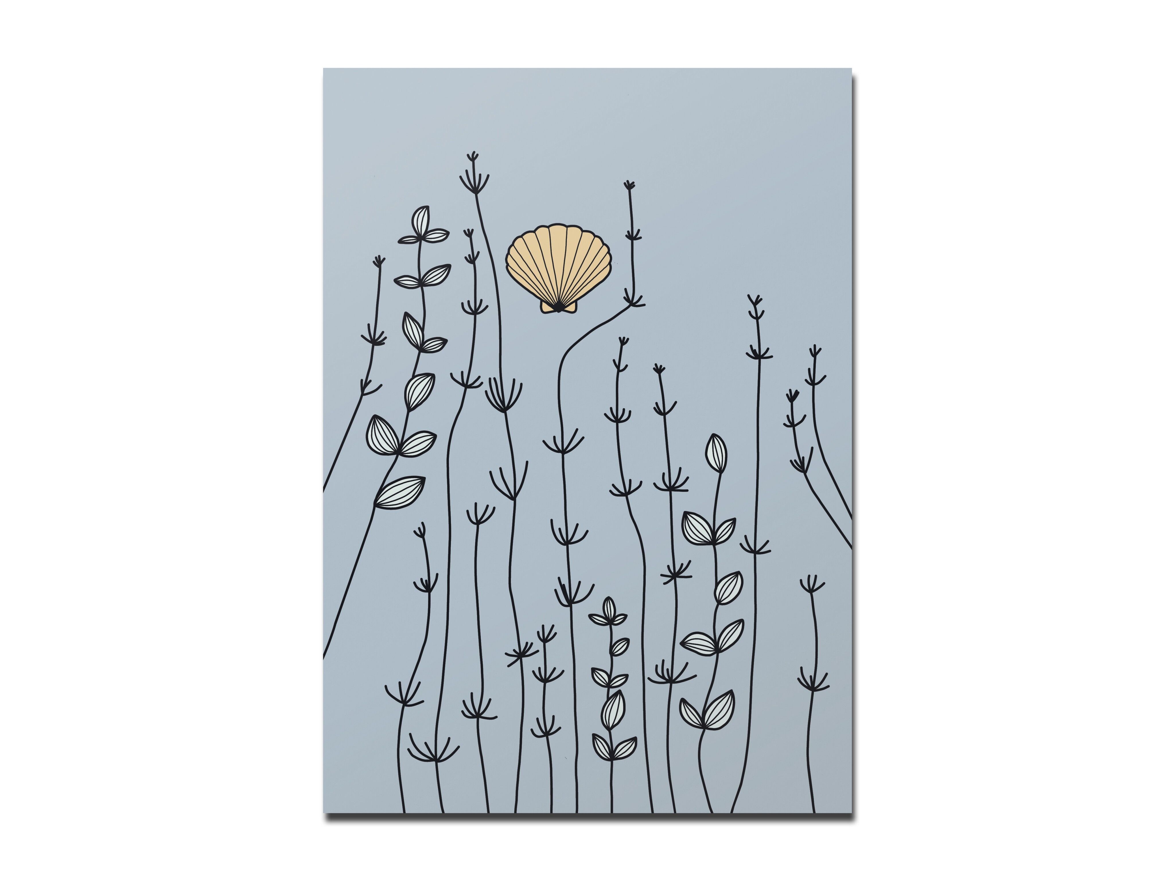 Cartolina conchiglia blu