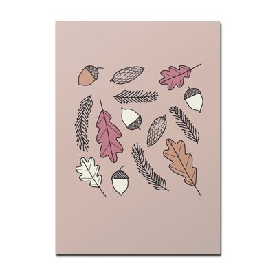 Postcard pattern acorns