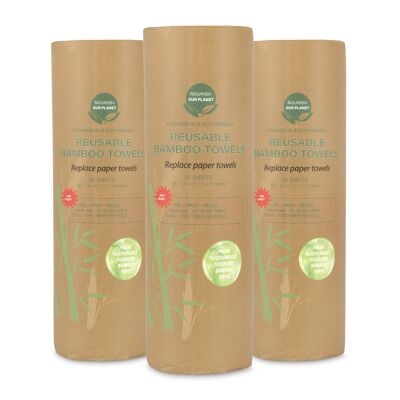 Reusable Bamboo Kitchen Roll - three rolls