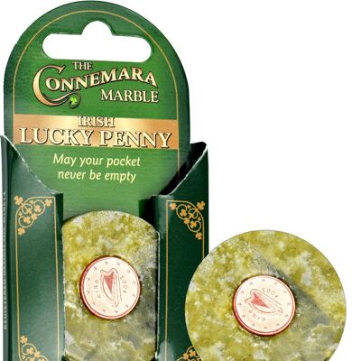 Connemara marble lucky penny in small box