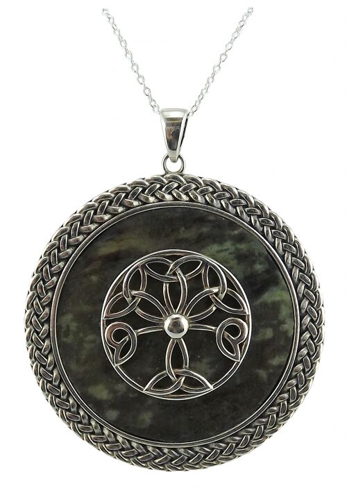 Large tree of life with surround rope silver pendant-24"