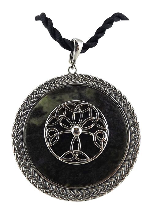 LARGE TREE OF LIFE WITH SURROUND ROPE SILVER PENDANT on cord