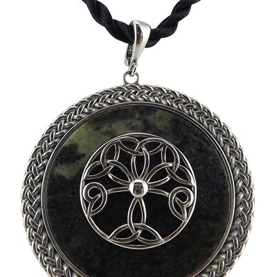 LARGE TREE OF LIFE WITH SURROUND ROPE SILVER PENDANT on cord