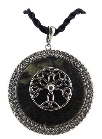 GRAND ARBRE DE VIE AVEC PENDENTIF EN ARGENT DE CORDE SURROUND sur cordon