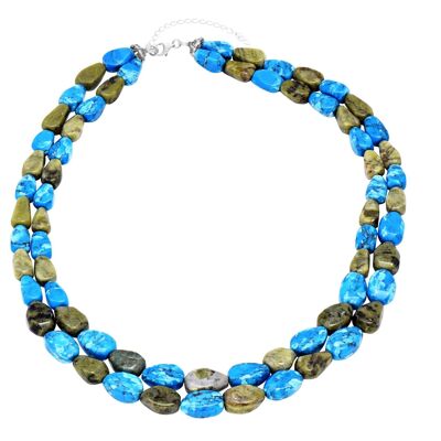 Marble and blue stone necklace
