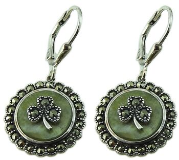 BOUCLES D'OREILLES SHAMROCK MARCASITE