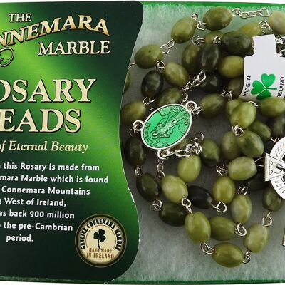 Connemara marble oval bead rosary boxed
