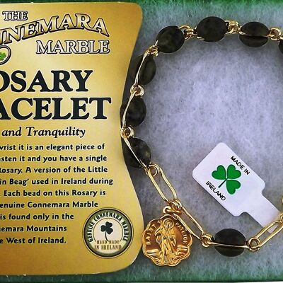 Connemara marble oval gilt rosary bracelet