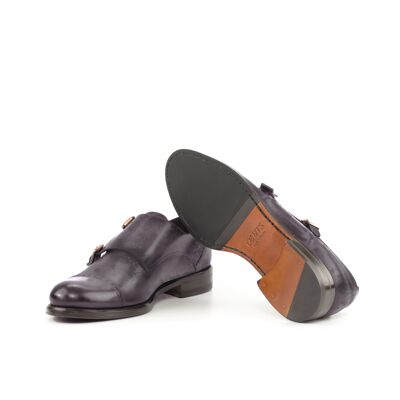 Germaine – Double monk hand painted patina shoe in Aubergine