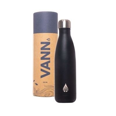Botella de agua termo - botella para beber Sustainable VANN negro