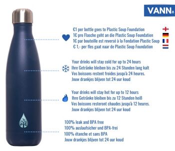 Bouteille thermos pour bouteille d'eau - Bouteille durable VANN bleu 2