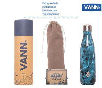 Thermos bouteille d'eau - Bouteille durable VANN marbré bleu 3