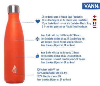Bouteille thermos pour bouteille d'eau - Bouteille durable VANN orange 2