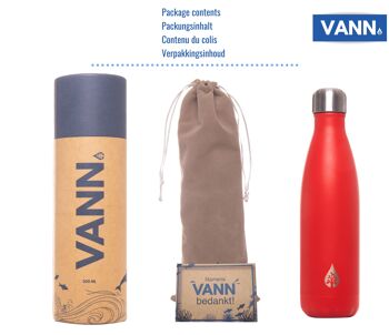 Bouteille thermos pour bouteille d'eau - Gourde durable VANN rouge 3