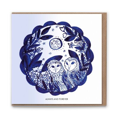 BC107T Owls (Always and Forever) Occasion Greetings Card x 6  Packaging free