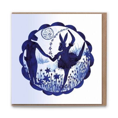 HC124 Ballet Hares Greetings Card Biodegradable cello packaging