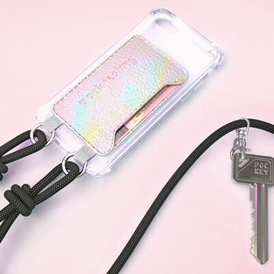 PHONE CORD HOLOGRAPHIC - BLACK - iPhone 6/6s