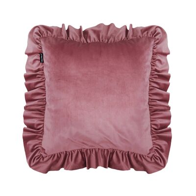 Dusty Pink Velvet Ruffle Cushion Large