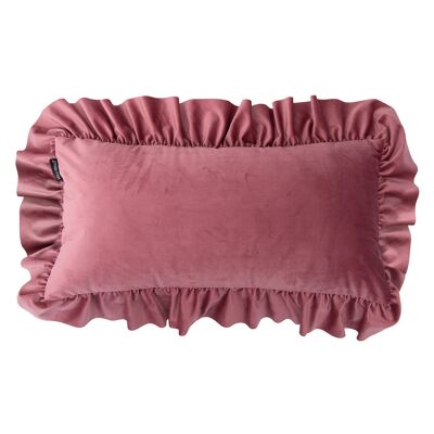 Dusty Pink Velvet Ruffle cushion Small