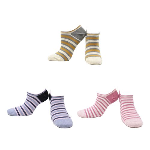 Chaussettes Invisibles Sans Couture en Coton Peigné (3 paires) - Taille : 35/38