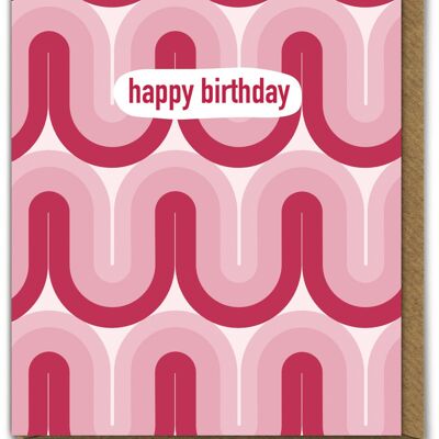 Happy Birthday pink curves card