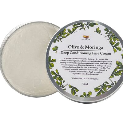 Olive & Moringa Deep Conditioning Face Cream, Refillable Aluminium Tub 150g