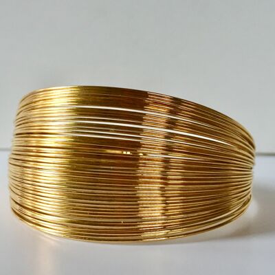Gold plated multi-thread cuff bracelet