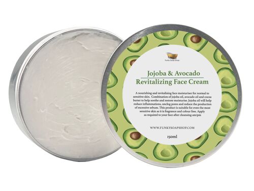 Jojoba And Avocado Revitalising Face Cream, Refillable Aluminium Tub 150g