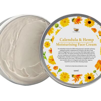 Crema idratante alla calendula e canapa per pelli normali e grasse, vasca in alluminio, 150 g