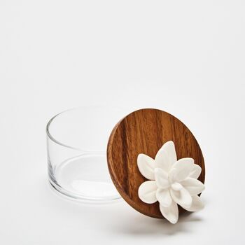 Boîte verre, bois, porcelaine- Lotus S 6