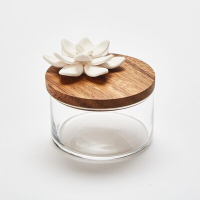 Glass, wood, porcelain box - Lotus S